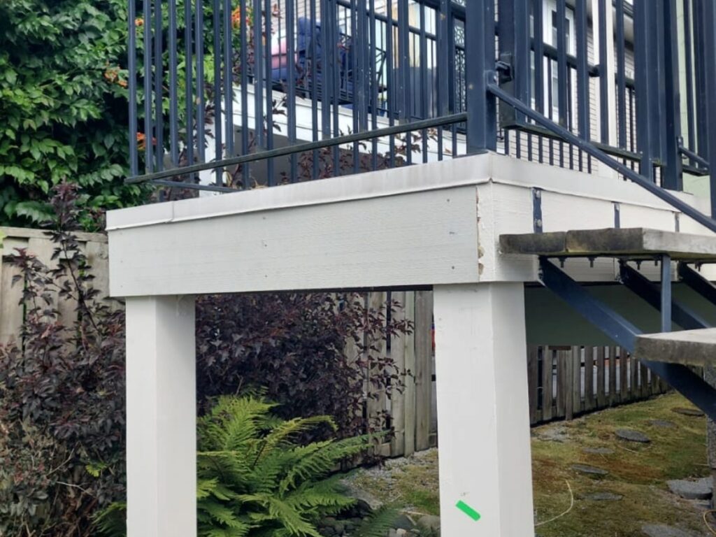Repaired exterior deck landing during maintenance work in White Rock, BC.